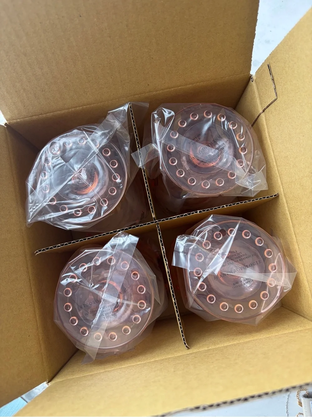 NEW Anthropologie Esther Acrylic Goblets, Set of 4, Peach